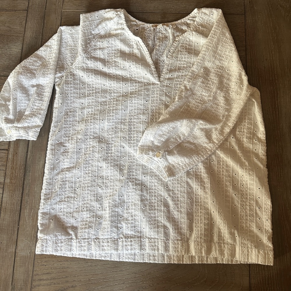 Barbour white cotton eyelet shirt